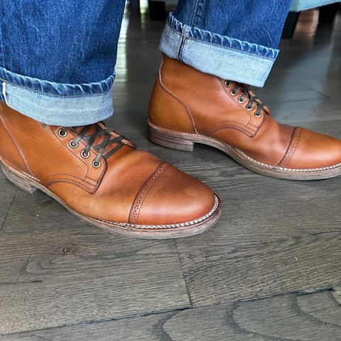 View photo of Viberg Service Boot in Natural Japanese Cowhide