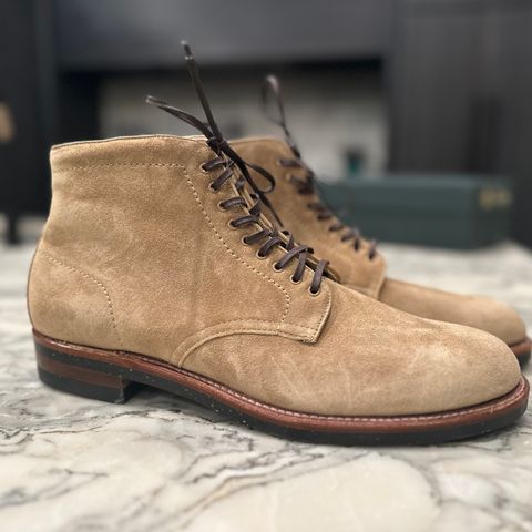 View photo of Alden x Brogue Boondocker Boot in Tan Suede