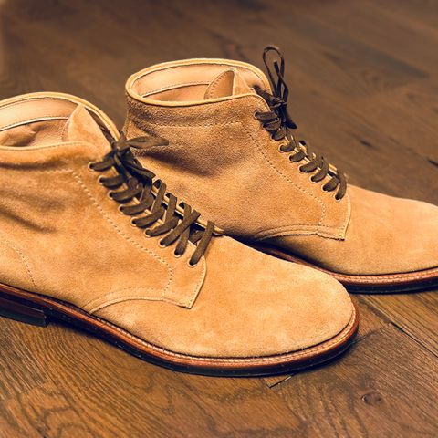 View photo of Alden x Brogue Boondocker Boot in Tan Suede