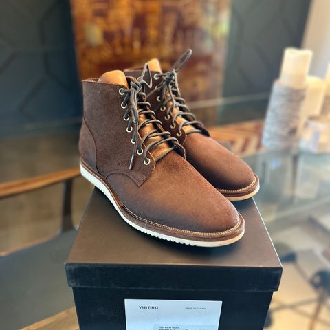 Viberg Service Boot in Horween Tobacco Chamois Roughout