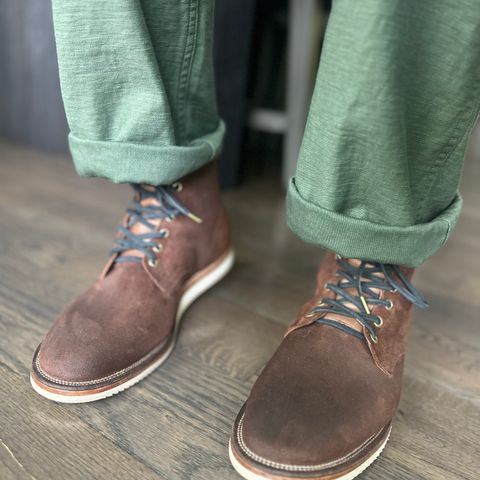 Viberg Service Boot in Horween Tobacco Chamois Roughout