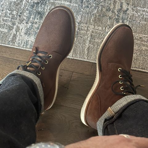 Viberg Service Boot in Horween Tobacco Reverse Chamois