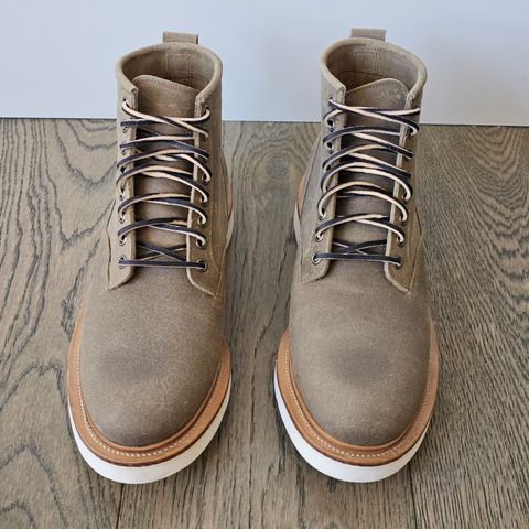 View photo of Viberg Scout Boot in C.F. Stead Nature Waxy Commander Suede