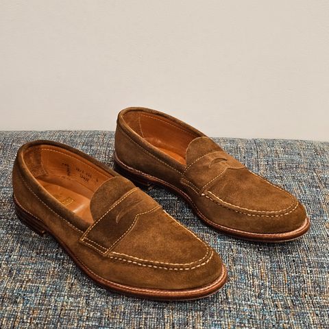 Search result thumbnail of Alden Leisure Handsewn Penny Loafer in C.F. Stead Snuff Repello Calf Suede