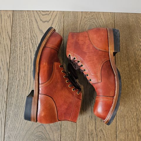 Search result thumbnail of Iron Boots Pitman in Maryam Brick Red Hand-Dyed Horsehide