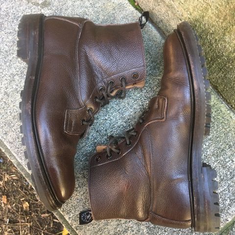 Tricker's Burford Plain Derby Boot in Dark Brown Olivia Scotch Grain