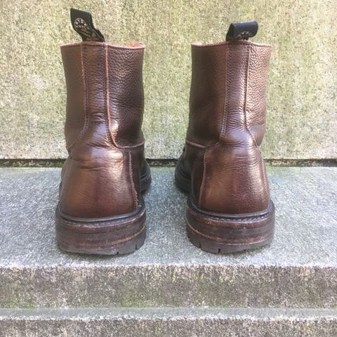 View photo of Tricker's Burford Plain Derby Boot in Dark Brown Olivia Scotch Grain