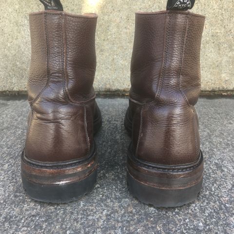 View photo of Tricker's Burford Plain Derby Boot in Dark Brown Olivia Scotch Grain