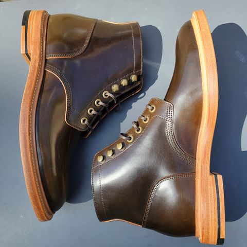 View photo of Grant Stone Diesel Boot in Horween Maduro Shell Cordovan