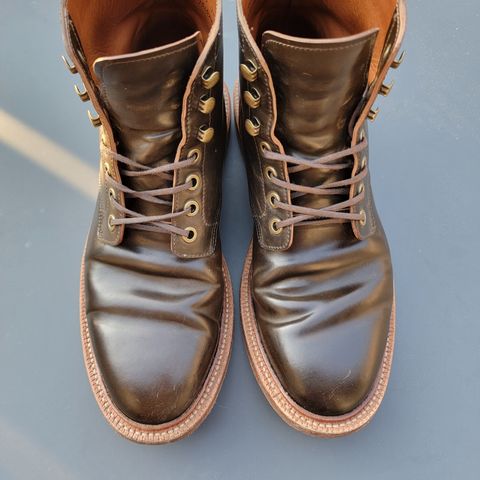 View photo of Grant Stone Diesel Boot in Horween Maduro Shell Cordovan