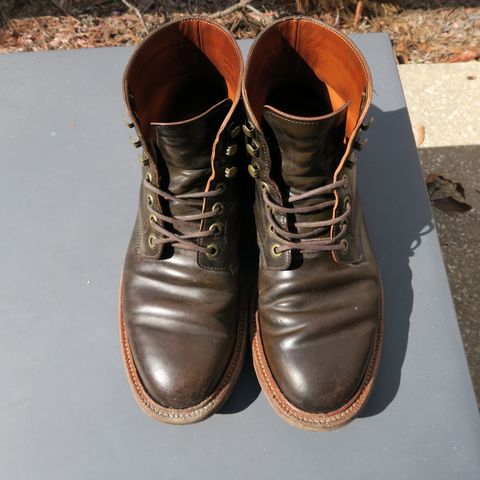 View photo of Grant Stone Diesel Boot in Horween Maduro Shell Cordovan