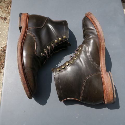View photo of Grant Stone Diesel Boot in Horween Maduro Shell Cordovan