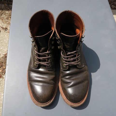 View photo of Grant Stone Diesel Boot in Horween Maduro Shell Cordovan