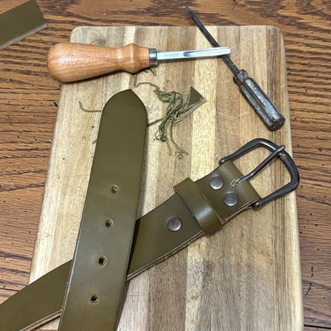 DIY Belt in Wickett & Craig Olive English Bridle