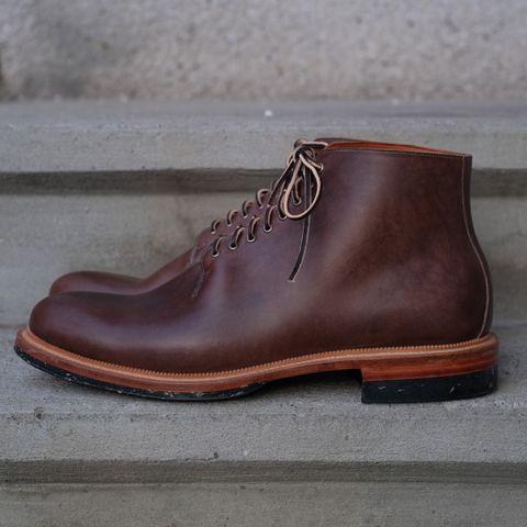 View photo of Viberg Wholecut Derby Boot in Maryam 1071 Horsebutt