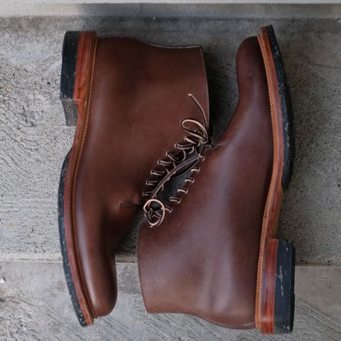 View photo of Viberg Wholecut Derby Boot in Maryam 1071 Horsebutt