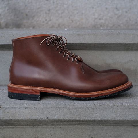 View photo of Viberg Wholecut Derby Boot in Maryam 1071 Horsebutt