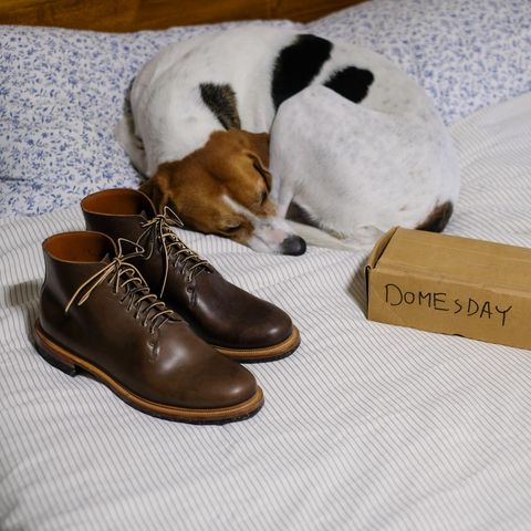 View photo of Viberg Wholecut Derby Boot in Maryam 1071 Horsebutt