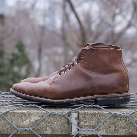 View photo of Viberg Wholecut Derby Boot in Horween Rowdy Dachshund