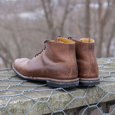 View photo of Viberg Wholecut Derby Boot in Horween Rowdy Dachshund