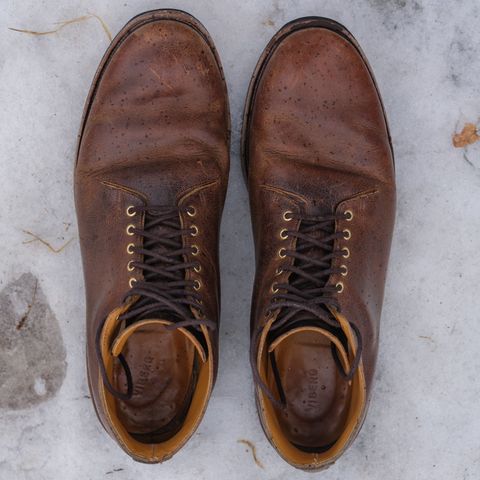 View photo of Viberg Wholecut Derby Boot in Horween Rowdy Dachshund