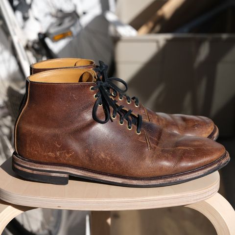 View photo of Viberg Wholecut Derby Boot in Horween Rowdy Dachshund