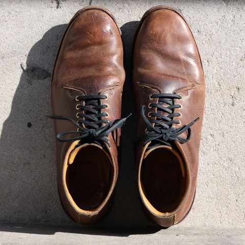 View photo of Viberg Wholecut Derby Boot in Horween Rowdy Dachshund