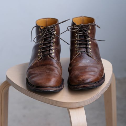 View photo of Viberg Wholecut Derby Boot in Horween Rowdy Dachshund