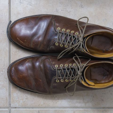 View photo of Viberg Wholecut Derby Boot in Horween Rowdy Dachshund