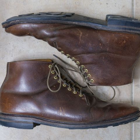 View photo of Viberg Wholecut Derby Boot in Horween Rowdy Dachshund