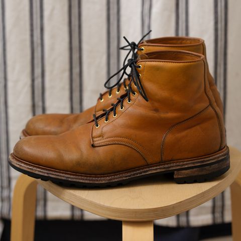 View photo of Viberg Officer Boot in Shinki Camel Latigo Horsehide