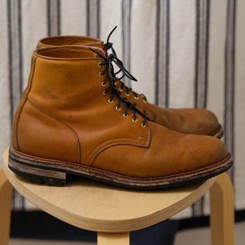 View photo of Viberg Officer Boot in Shinki Camel Latigo Horsehide