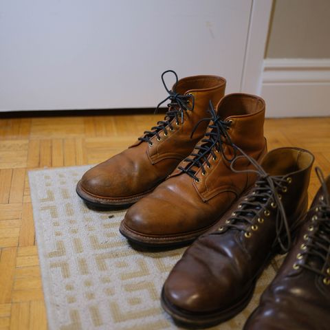 View photo of Viberg Officer Boot in Shinki Camel Latigo Horsehide