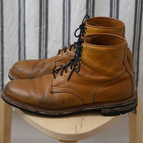 View photo of Viberg Officer Boot in Shinki Camel Latigo Horsehide