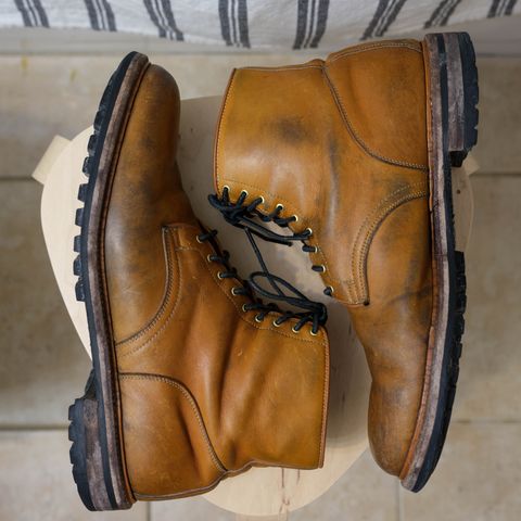 View photo of Viberg Officer Boot in Shinki Camel Latigo Horsehide