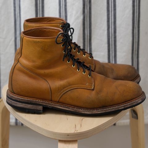 View photo of Viberg Officer Boot in Shinki Camel Latigo Horsehide