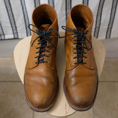 View photo of Viberg Officer Boot in Shinki Camel Latigo Horsehide