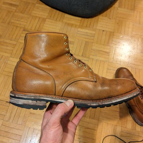 View photo of Viberg Officer Boot in Shinki Camel Latigo Horsehide