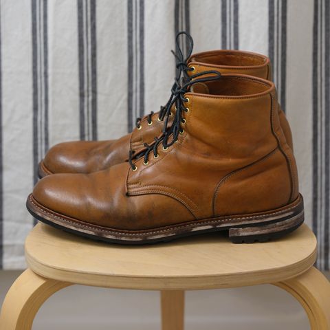 View photo of Viberg Officer Boot in Shinki Camel Latigo Horsehide