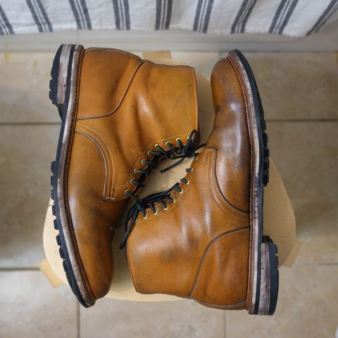 View photo of Viberg Officer Boot in Shinki Camel Latigo Horsehide