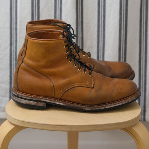 View photo of Viberg Officer Boot in Shinki Camel Latigo Horsehide