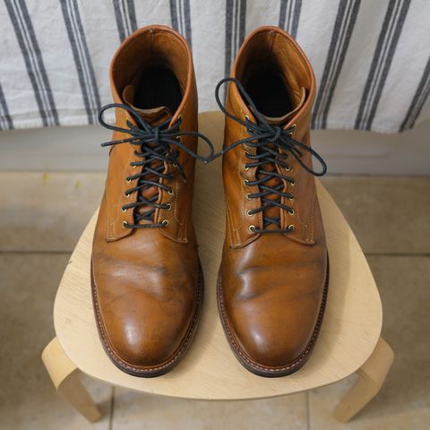 View photo of Viberg Officer Boot in Shinki Camel Latigo Horsehide