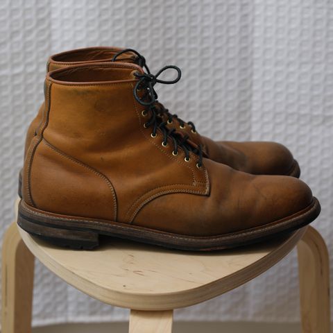 View photo of Viberg Officer Boot in Shinki Camel Latigo Horsehide