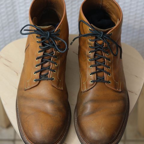 View photo of Viberg Officer Boot in Shinki Camel Latigo Horsehide