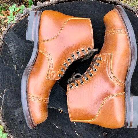 View photo of Viberg Service Boot BCT in Shinki Cognac Teacore Horsebutt