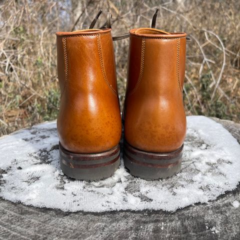 View photo of Viberg Service Boot BCT in Shinki Cognac Teacore Horsebutt