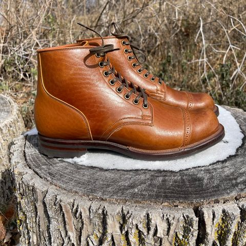 View photo of Viberg Service Boot BCT in Shinki Cognac Teacore Horsebutt