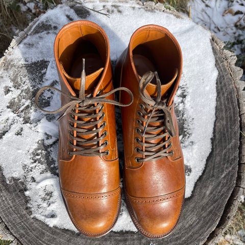 View photo of Viberg Service Boot BCT in Shinki Cognac Teacore Horsebutt