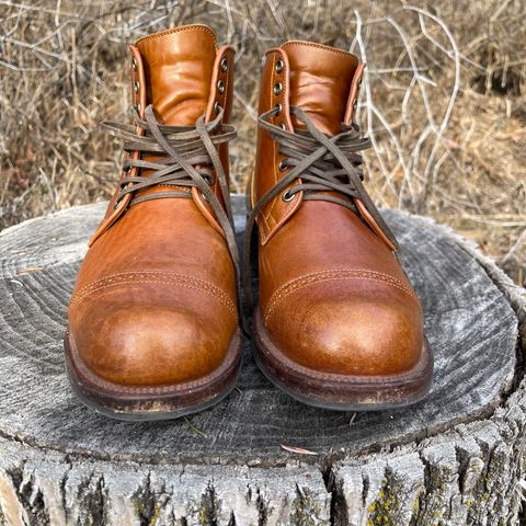 View photo of Viberg Service Boot BCT in Shinki Cognac Teacore Horsebutt