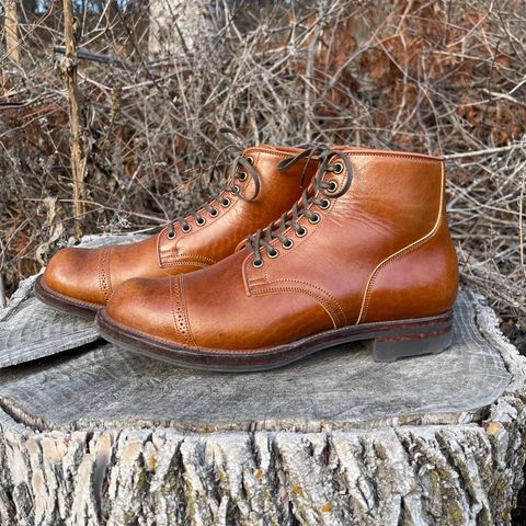 View photo of Viberg Service Boot BCT in Shinki Cognac Teacore Horsebutt